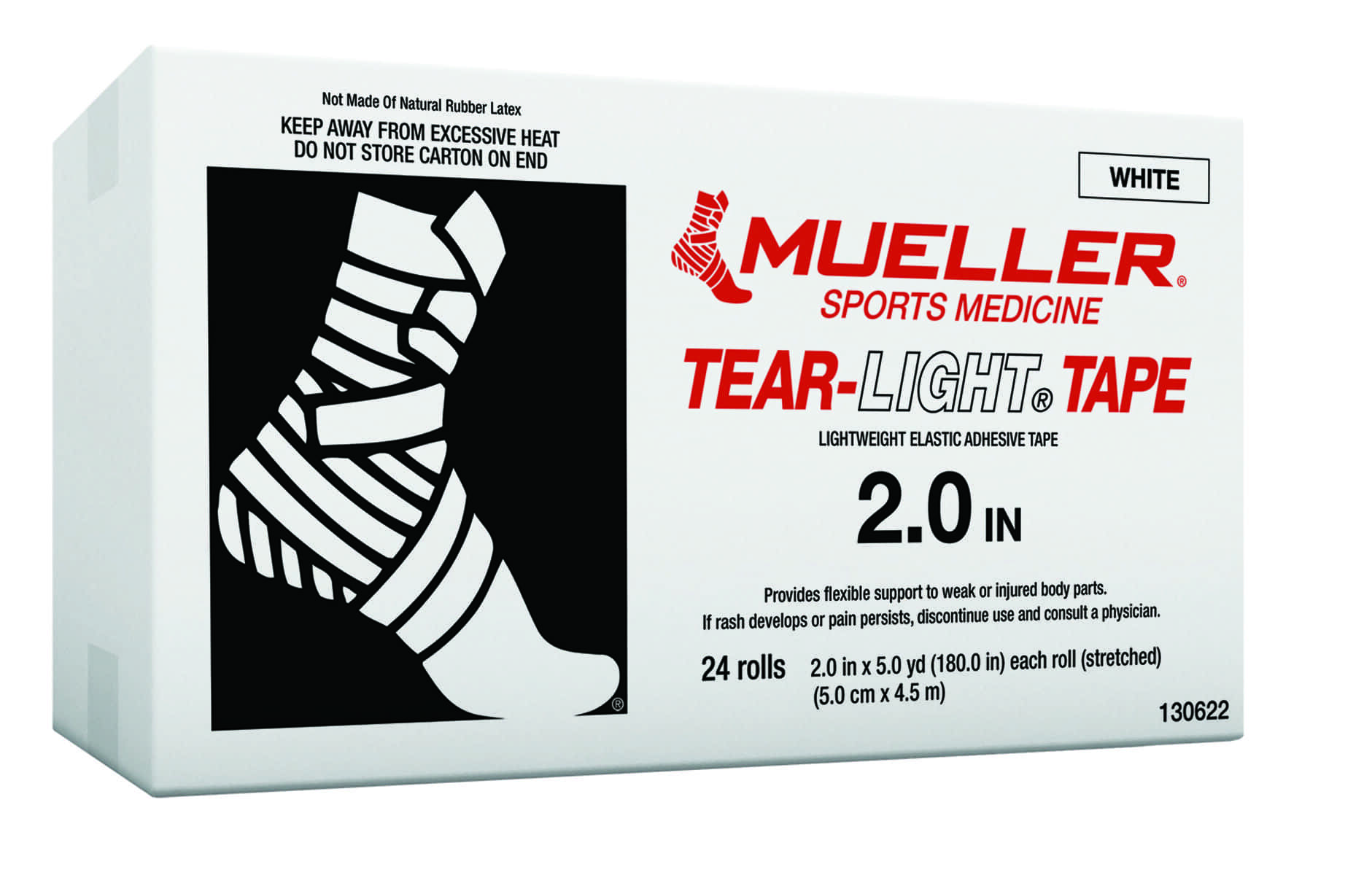 Mueller Tear-Light Tape 130622, эластичный, 5.0см х 4.5м, ZnO, 24 рул.