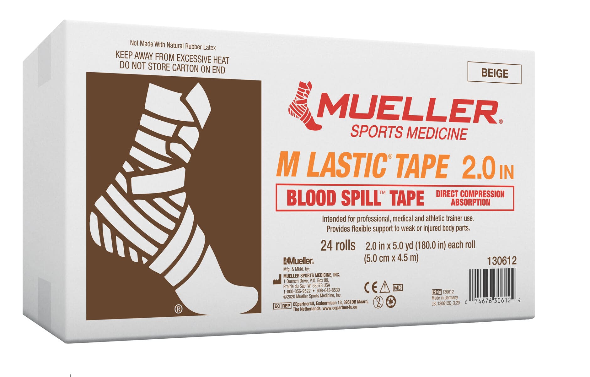 Mueller MLastic Tape 130612, когезивный эластичный, 5.0см х 4.5м, ZnO, 24 рул.